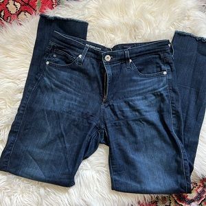 AG The Stevie Ankle dark denim frayed hem sz 26R light stretch NICE!